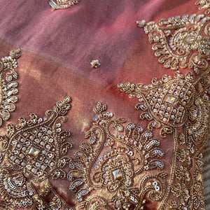 Mauve Tissue Unstitched Saree Embellished With Moti, Sequins & Cutdana