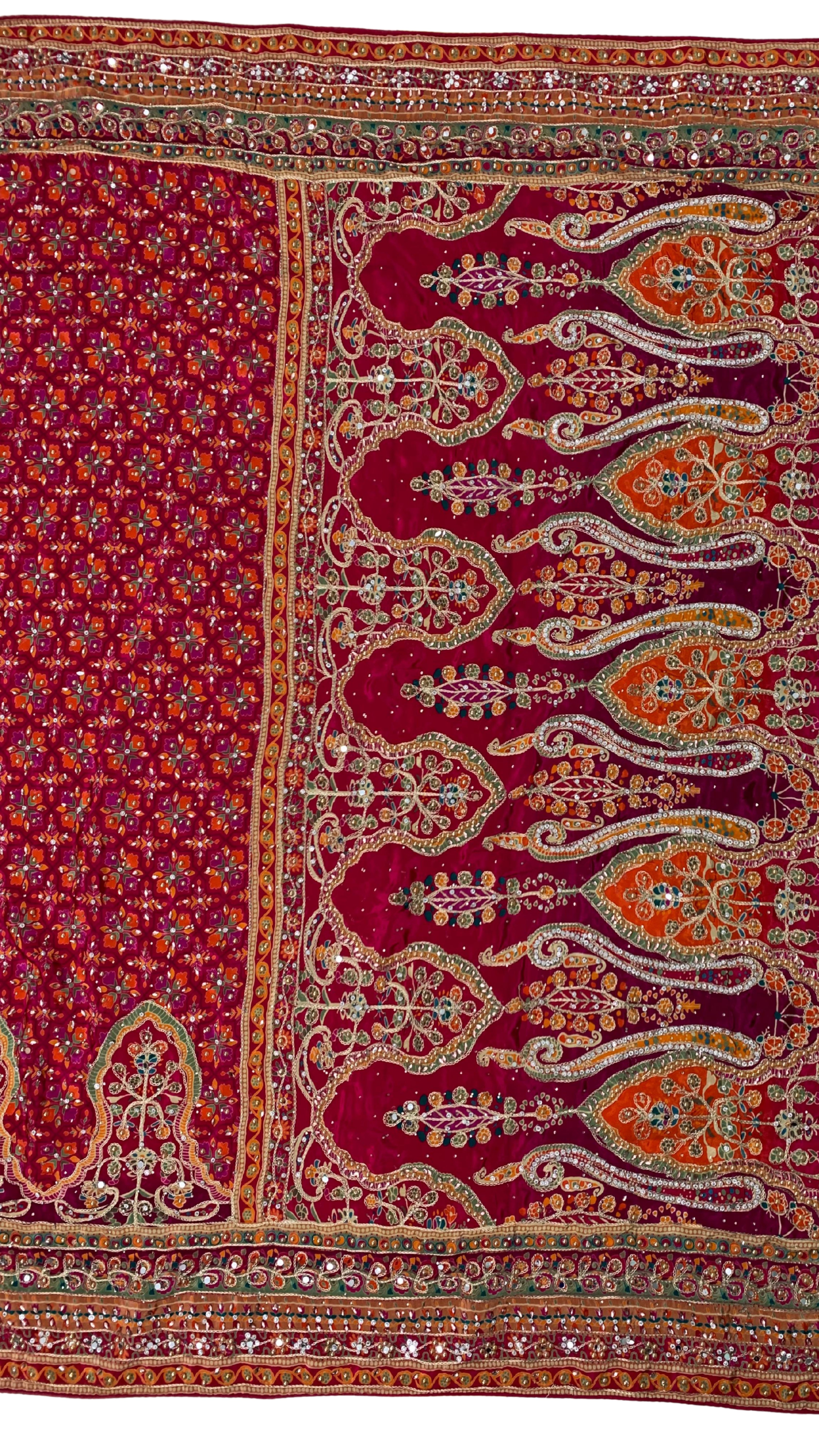 Fuchsia Tissue Silk Saree with Zari, Sequins & Cutdana work