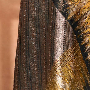 Black Silk Satin Saree with Swarovski Work