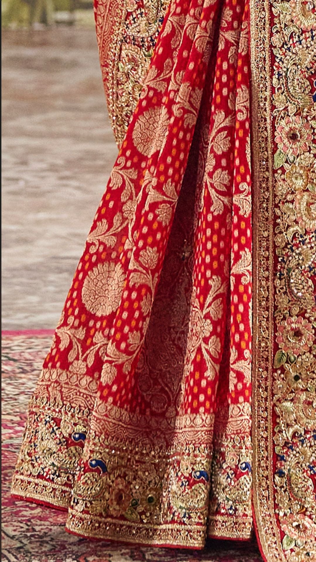 Red Georgette Saree With Zardosi Work