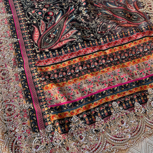 Black Banarasi Silk Saree Embellished With Cutdana, Sequins, Moti & Stone work