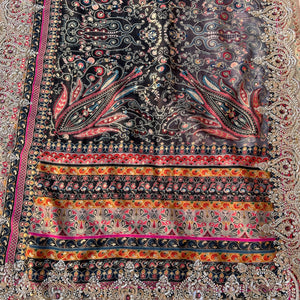 Black Banarasi Silk Saree Embellished With Cutdana, Sequins, Moti & Stone work