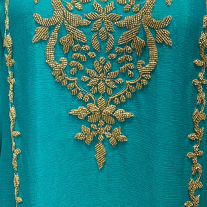 Firozi Chinon Indo Western with Cutdana Embroidery 6