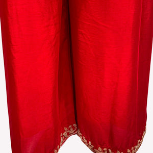 Red Chinon Indo Western with Cutdana Embroidery 4