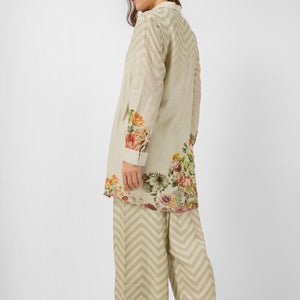 Linen Indo Western with Sequins and Printed Embroidery 3
