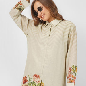 Linen Indo Western with Sequins and Printed Embroidery 7