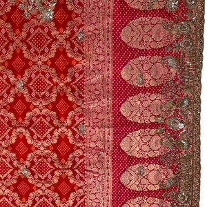 Beautiful Red Silk Saree Embellished With Sequins, Pearl & Cut Dana Work