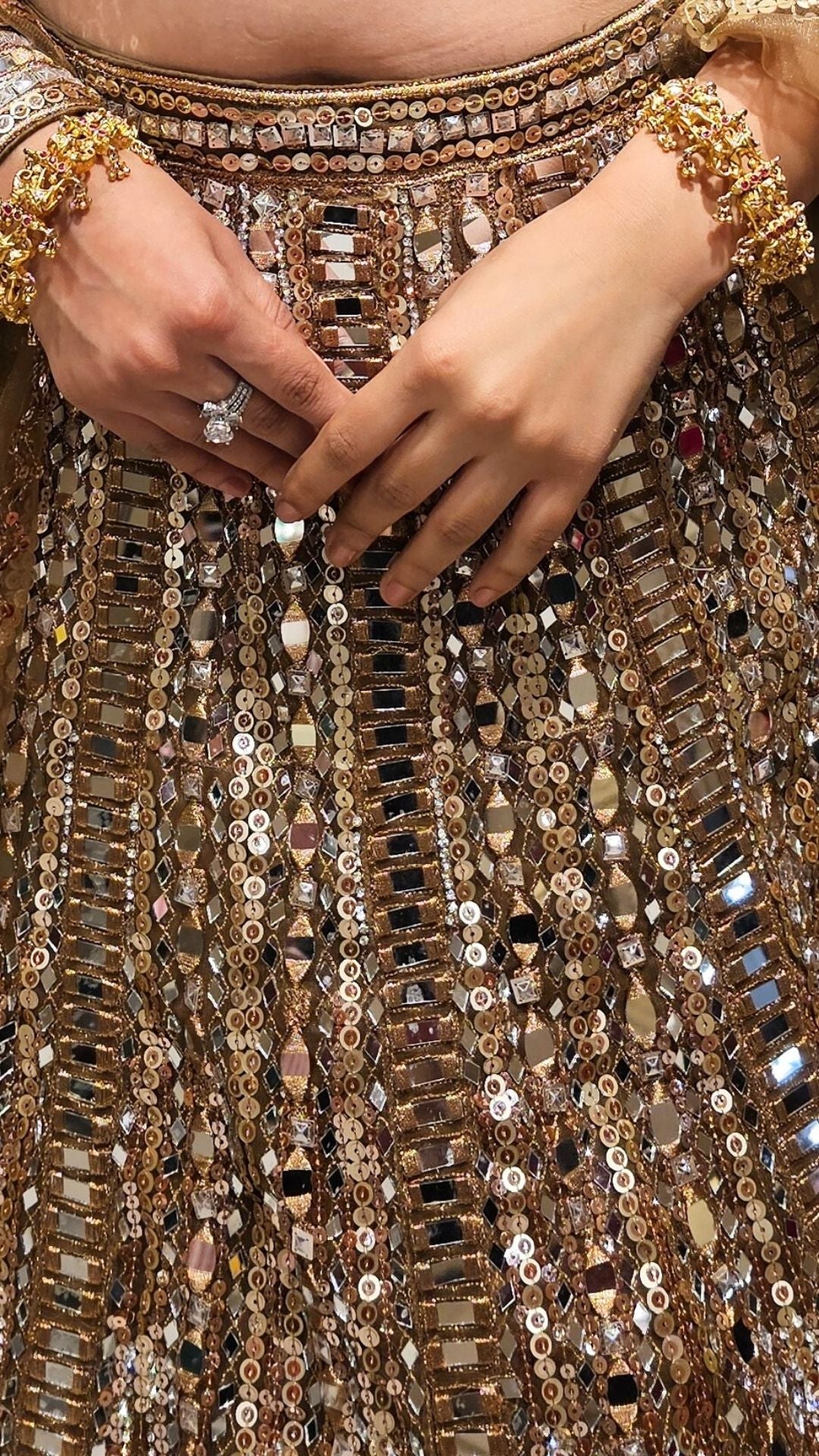 Golden Net Embroidered Lehenga with Dupatta