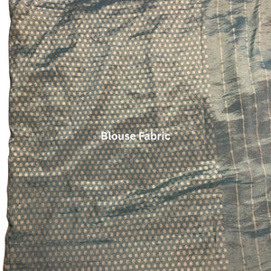 Sage Green Pure Tissue Banarasi Unstitched Saree with Sequins, Zari, Moti & Dori Work