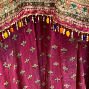 Rani Pink Tissue Indowestern with Sequins, Gota Patti, Stone & Moti Latkan Detailing