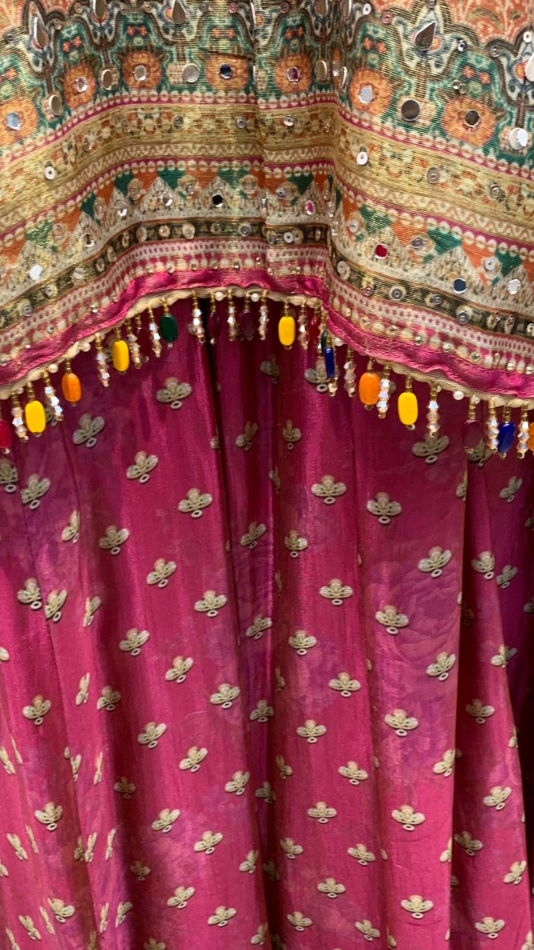 Rani Pink Tissue Indowestern with Sequins, Gota Patti, Stone & Moti Latkan Detailing