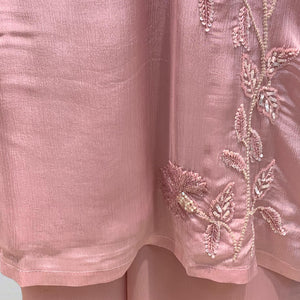 Pink Chinon Suit with Sequins & Cutdana Detailing