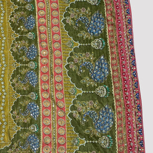 Moss Green Tissue Saree with Zari, Mirror & Stone Work