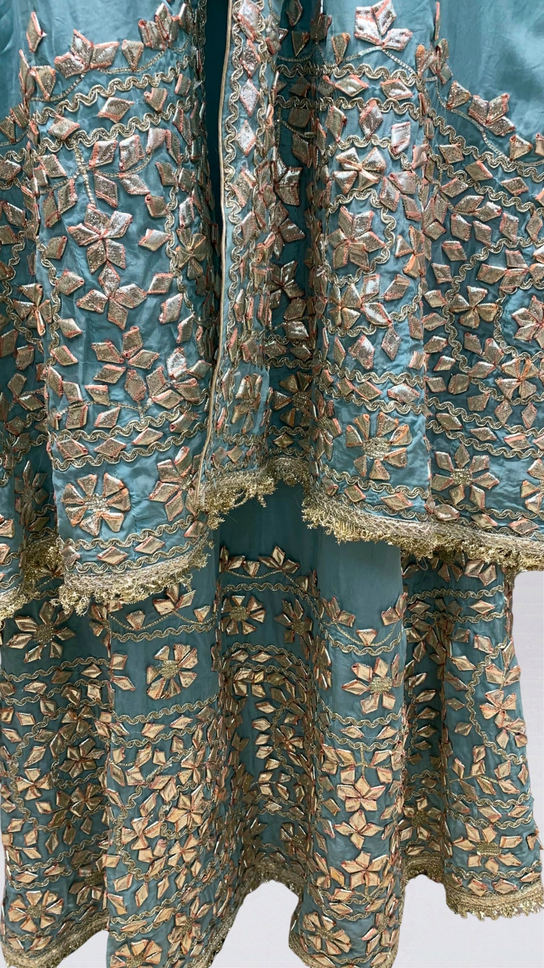 Turquoise Soft Organza Set with Gota Patti Detailing