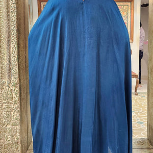 Blue Silk Indowestern Kaaftan and Bottom with Resham Thread and Dabka Work