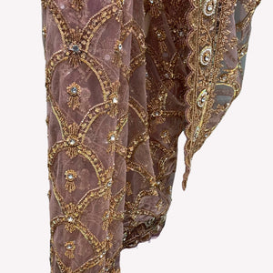 Net Saree Embellished With Cutdana, Sequins & Pearl Work