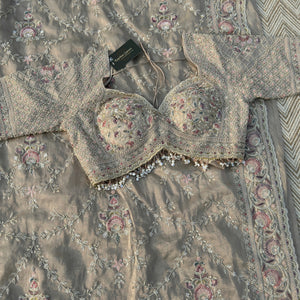 Tussar Tissue Saree Embellished With Sequins & Cut Dana Work