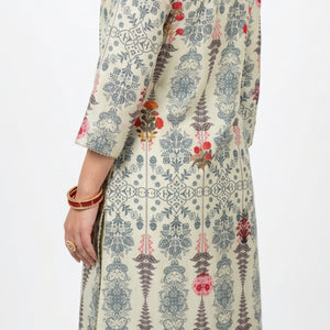 Mint Digital Printed Cotton Fabric Co-ord Set with Zari Work