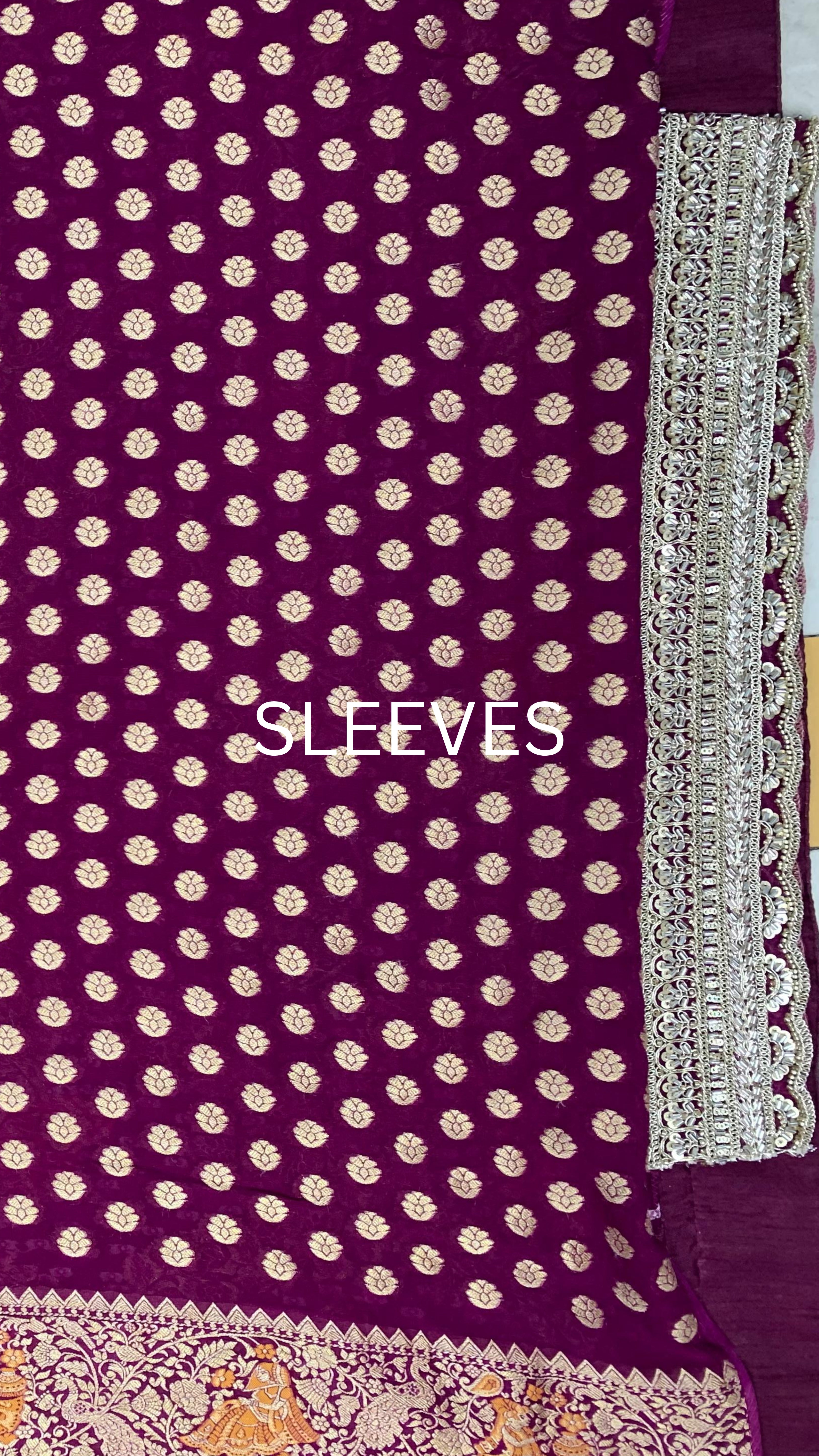 Purple Georgette Saree with Zari, Cutdana & Sequins Work and Heavy Lace Border