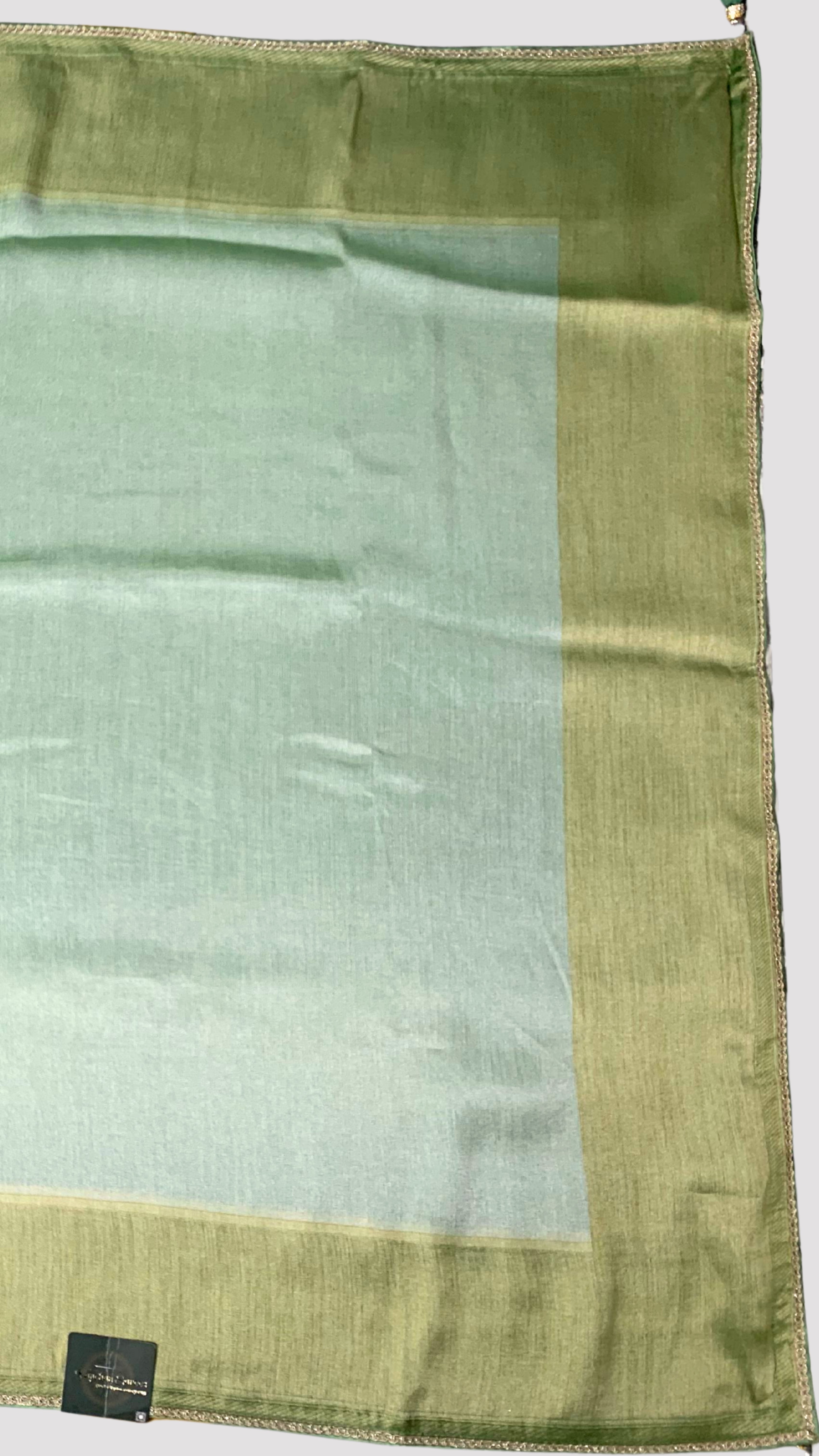 Sage Green Silk Saree with Stitched Blouse and Zari, Cutdana & Sequins Work