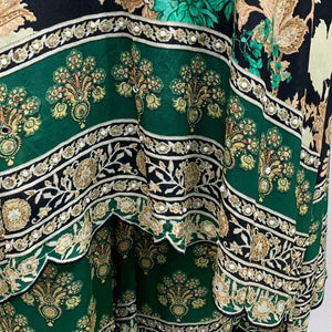 Black Crepe Coord Set with Digital Print & Mirror