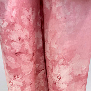 Pink Satin Crepe Coord Set with Sequins, Hand Print, Zari & Stone Detailing