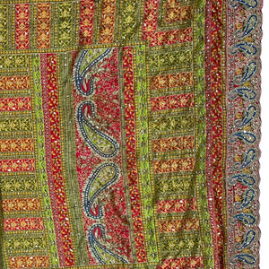Beautiful Multicolour Tissue Saree Embellished With Kundan, Sequins & Cut Dana Work