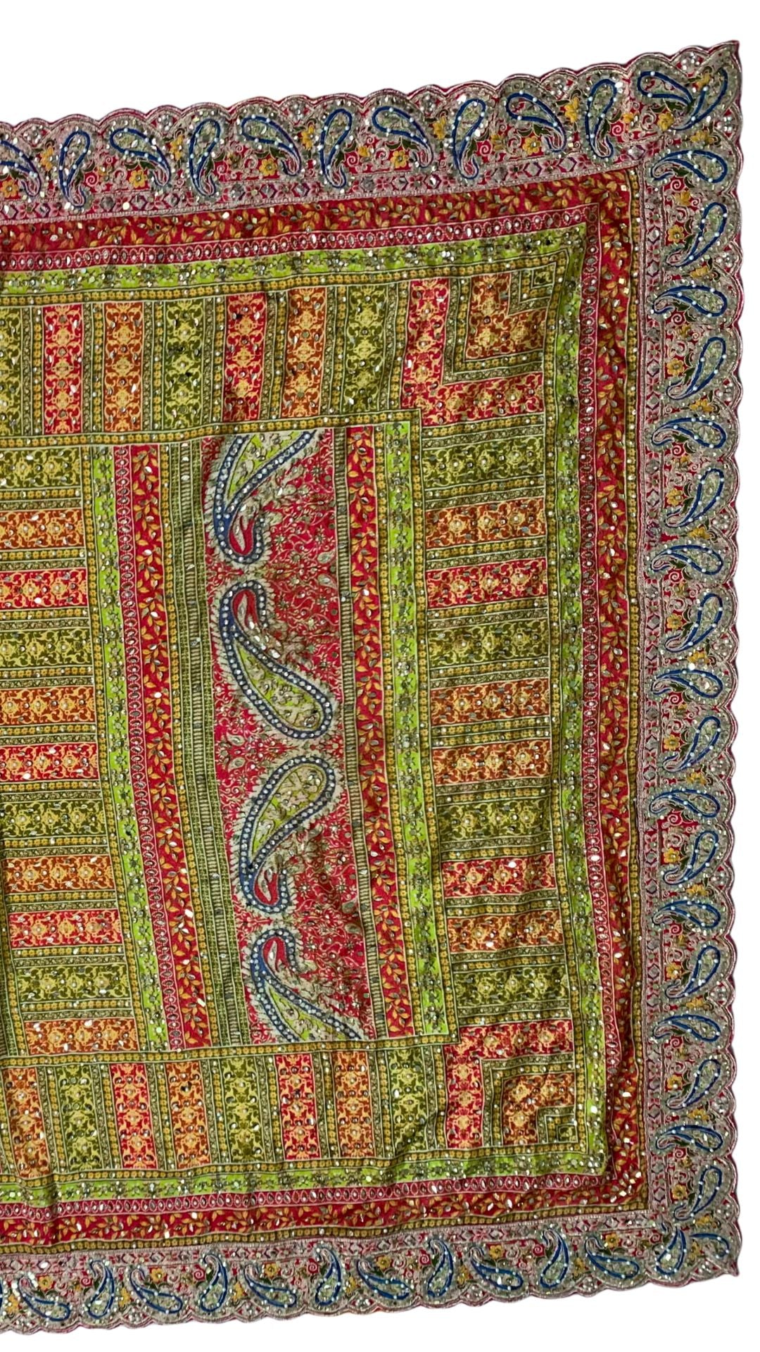 Beautiful Multicolour Tissue Saree Embellished With Kundan, Sequins & Cut Dana Work