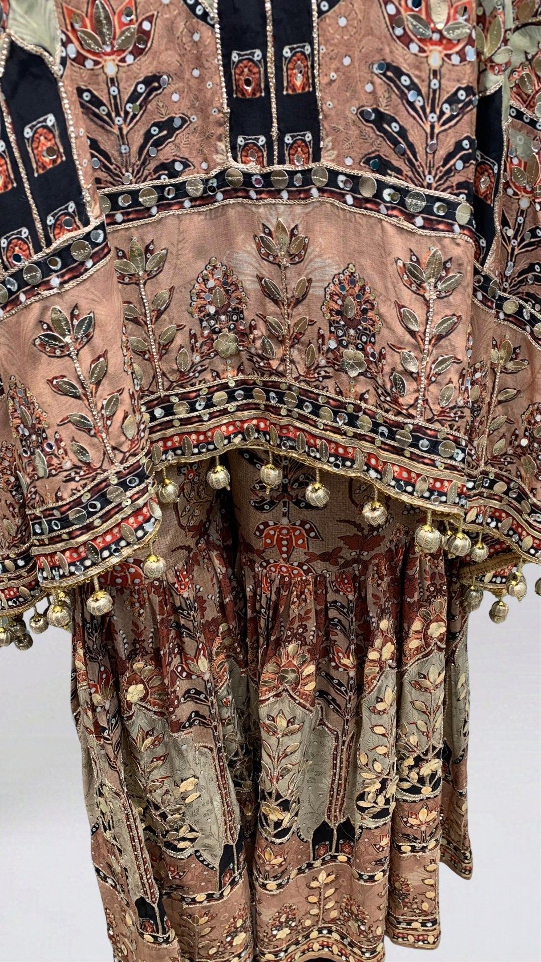 Crepe Indo-Western with Digital Print, Mirror, Sequin & Gota Patti Work