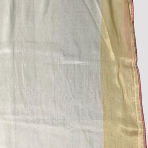 Ivory Silk Saree with Stitched Blouse and Zari, Cutdana & Sequins Work