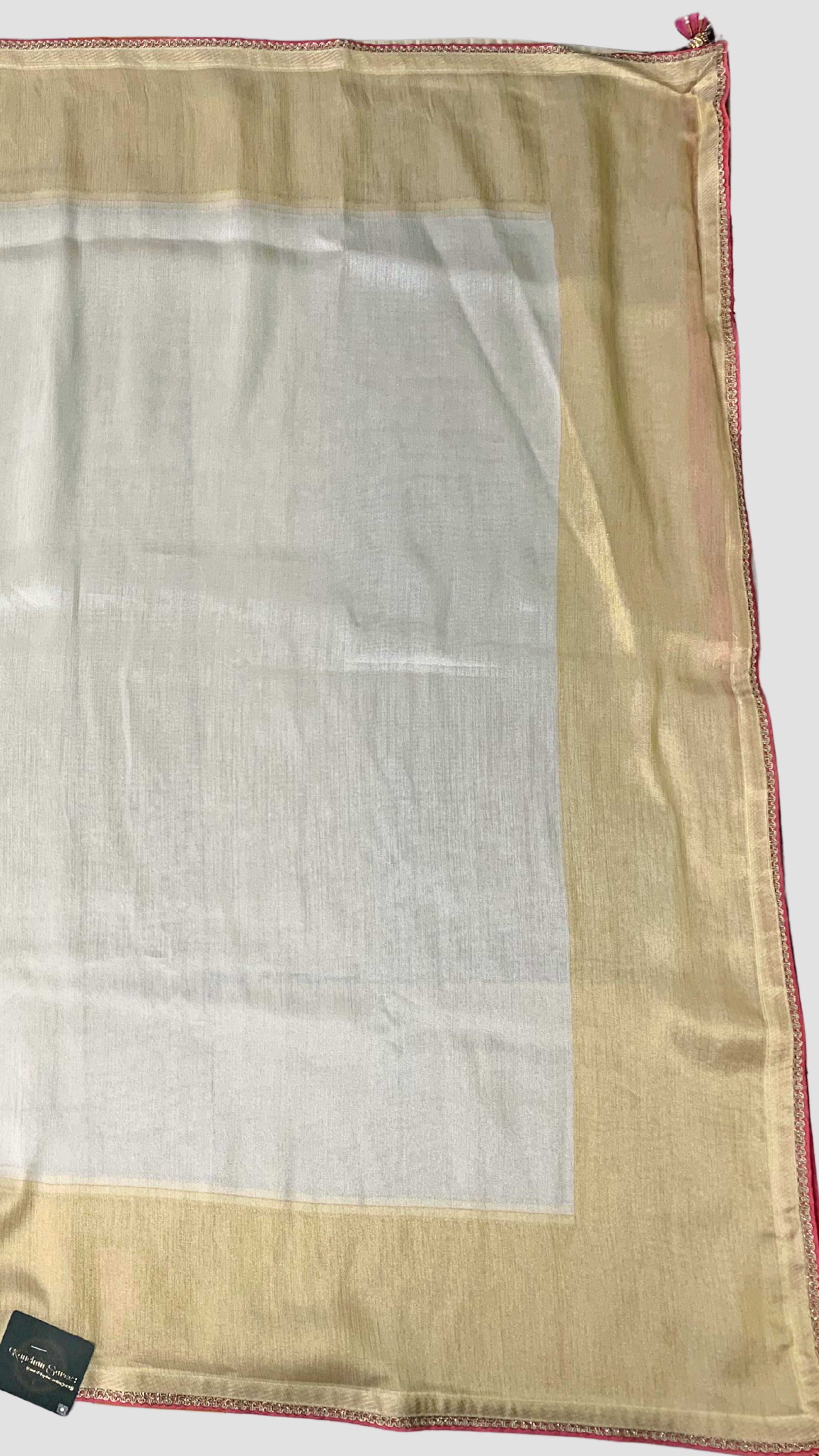 Ivory Silk Saree with Stitched Blouse and Zari, Cutdana & Sequins Work