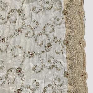 Golden Ivory Tissue Saree with Zari, Cutdana & Sequins Work