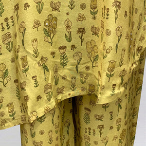 Lemon Yellow Muslin Coord Set with Sequins, Mirror, Bead & Digital Print Detailing