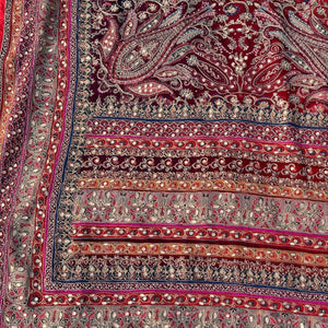 Maroon Chinon Saree Embellished With Zari, Swarovski & Chandla Work