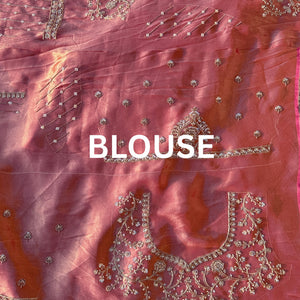 Mauve Tissue Unstitched Saree Embellished With Moti, Sequins & Cutdana