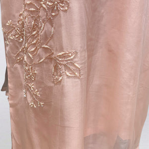 Dusty Peach Soft Organza Suit with Cutdana, Pearl & Moti Detailing
