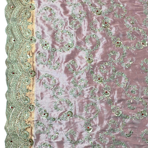 Baby Pink Tissue Saree with Zari, Cutdana & Sequins Work