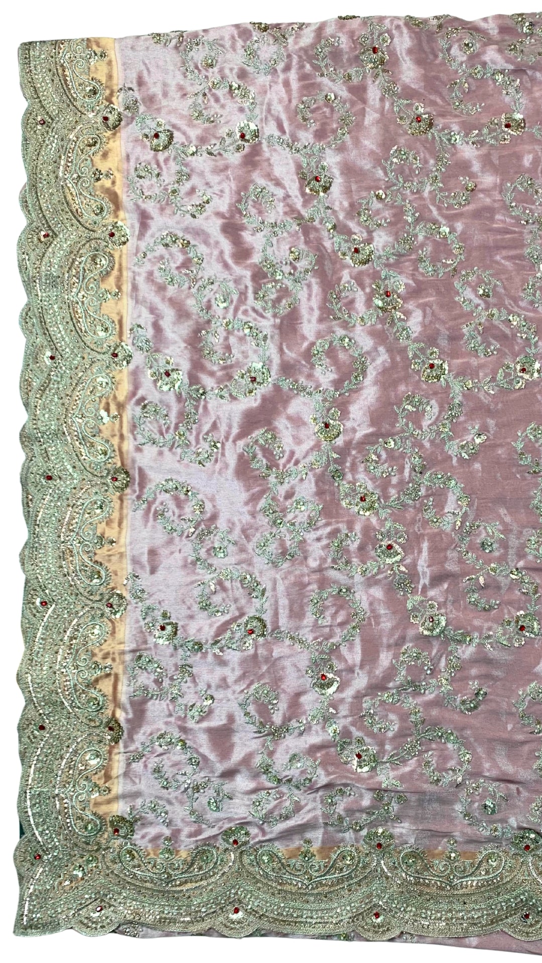 Baby Pink Tissue Saree with Zari, Cutdana & Sequins Work