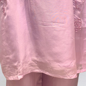 Muted Pastel Pink Organza Suit with Sequins, Cutdana & Moti Detailing