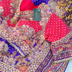 Rani Crepe Saree Embellished With Sequins & Mirror Work