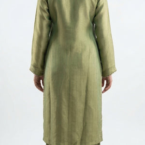 Green Tissue Suit Set with Cutdana, Sequins, Bead & Dabka Detailing