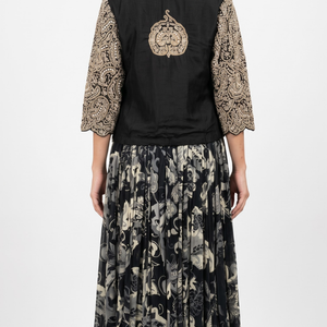 Black Georgette Indo Western with Cutdana, Pearl and Dabka Embroidery 6