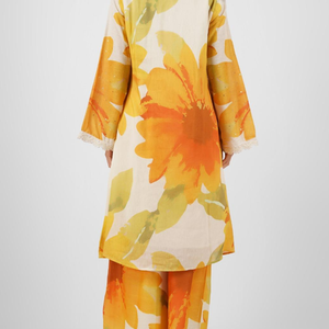 Mustard Linen Indo Western with Sequins and Pearl Embroidery 5
