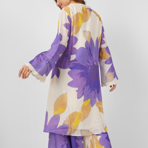 Purple Linen Indo Western with Sequins and Pearl Embroidery 5