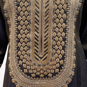 Black Tissue Indo Western with Cutdana, Zari and Sequins Embroidery 4