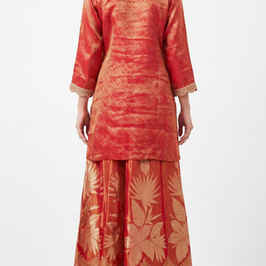 Rani Tissue Indo Western with Cutdana, Zari and Sequins Embroidery 3