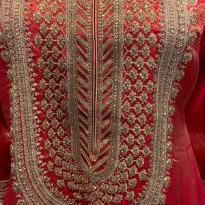 Rani Tissue Indo Western with Cutdana, Zari and Sequins Embroidery 4