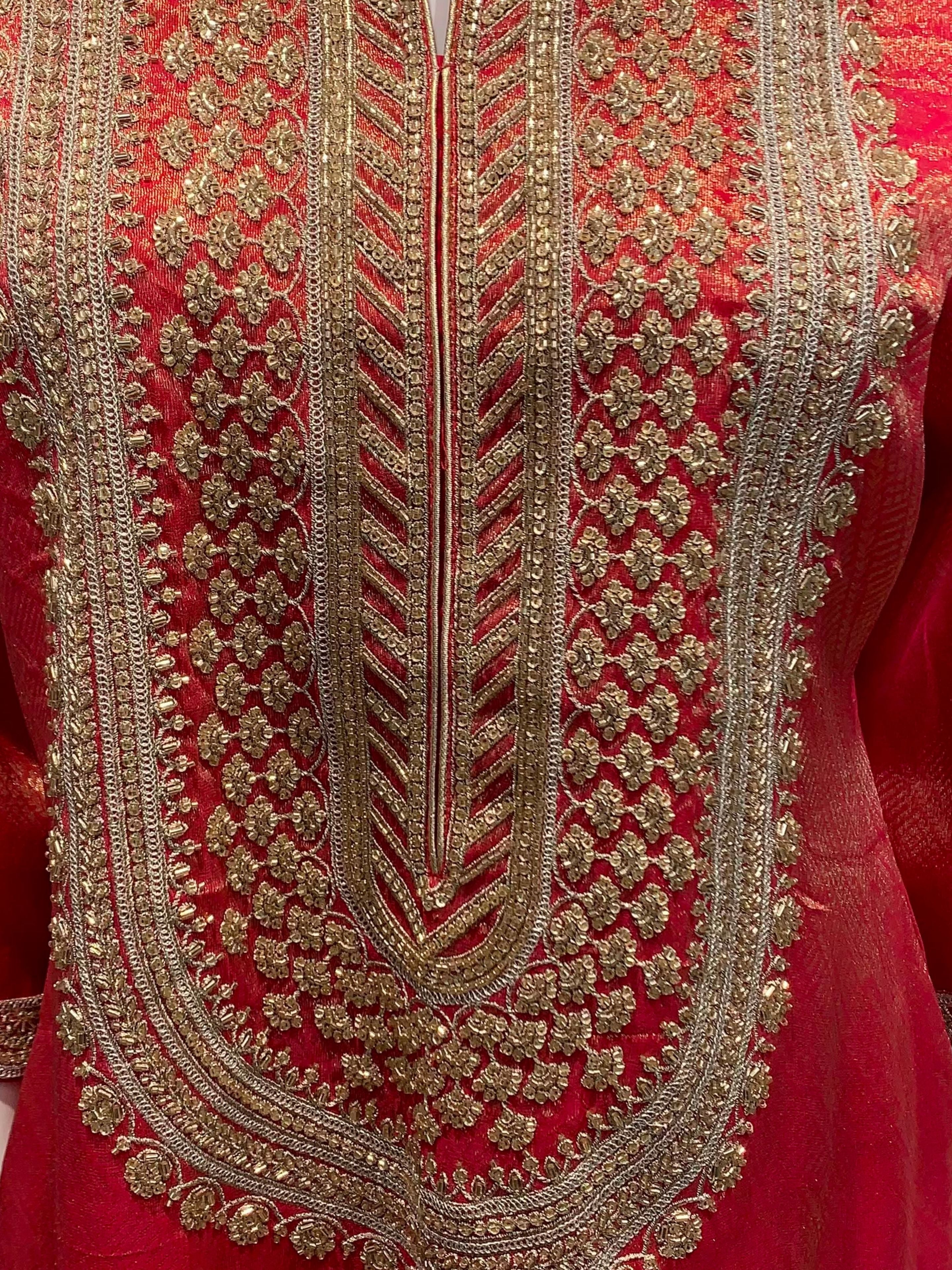 Rani Tissue Indo Western with Cutdana, Zari and Sequins Embroidery 4