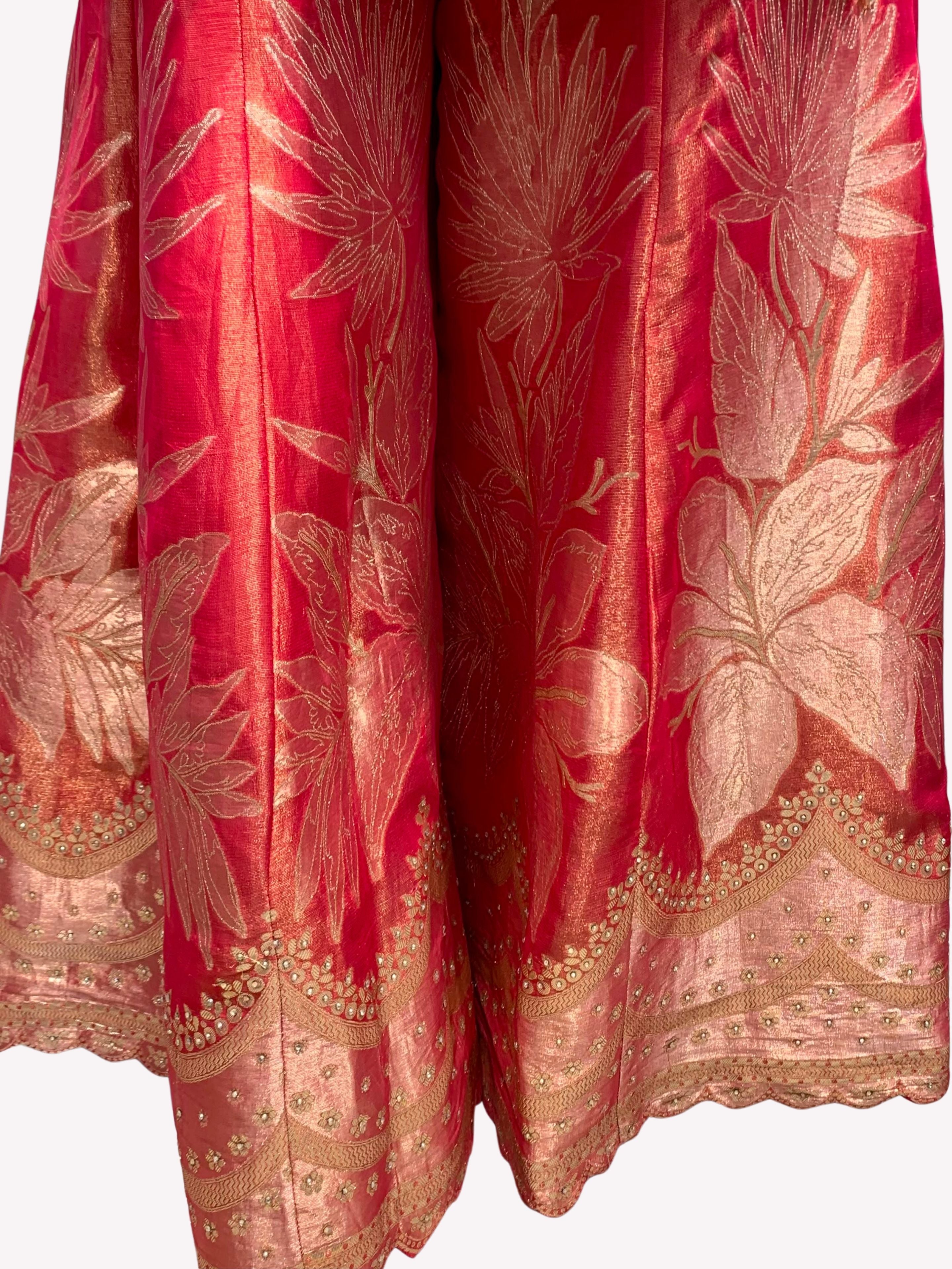 Rani Tissue Indo Western with Cutdana, Zari and Sequins Embroidery 5