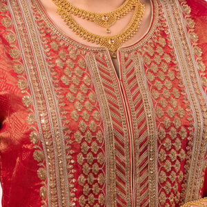 Rani Tissue Indo Western with Cutdana, Zari and Sequins Embroidery 6